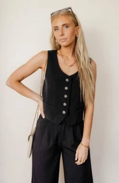 AARON & AMBER Joan Vest In Black - FINAL SALE