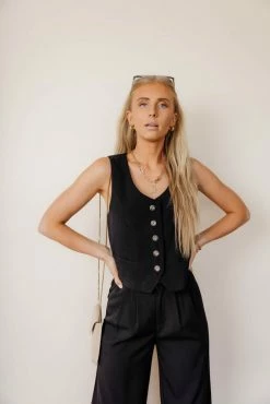 AARON & AMBER Joan Vest In Black - FINAL SALE