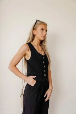 AARON & AMBER Joan Vest In Black - FINAL SALE