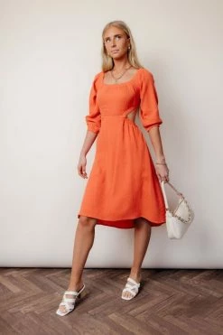 LE LIS Dresses Laurene Midi Dress In Coral - FINAL SALE