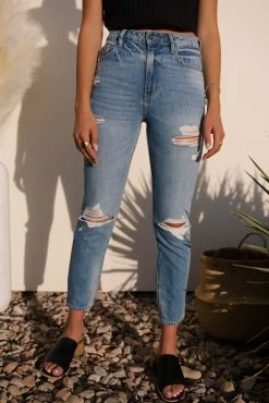 DENIM ONE Distressed Straight-Leg Jeans - FINAL SALE
