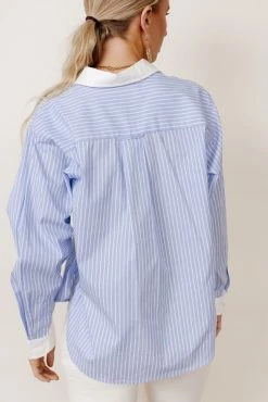 AARON & AMBER Kathryn Button Up Shirt In Light Blue - FINAL SALE