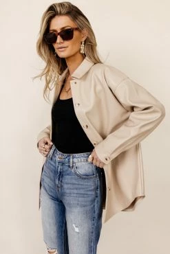 CALISTA Florence Shirt Jacket In Tan - FINAL SALE