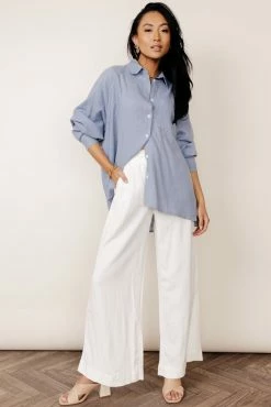 FUN 2 FUN Maude Button Down Blouse In Natural - FINAL SALE