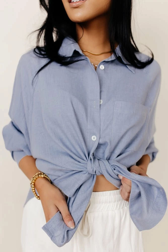Budget 🥰 FUN 2 FUN Maude Button Down Blouse In Blue - FINAL SALE 👍 3 FUN 2 FUN Maude Button Down Blouse In Blue - FINAL SALE