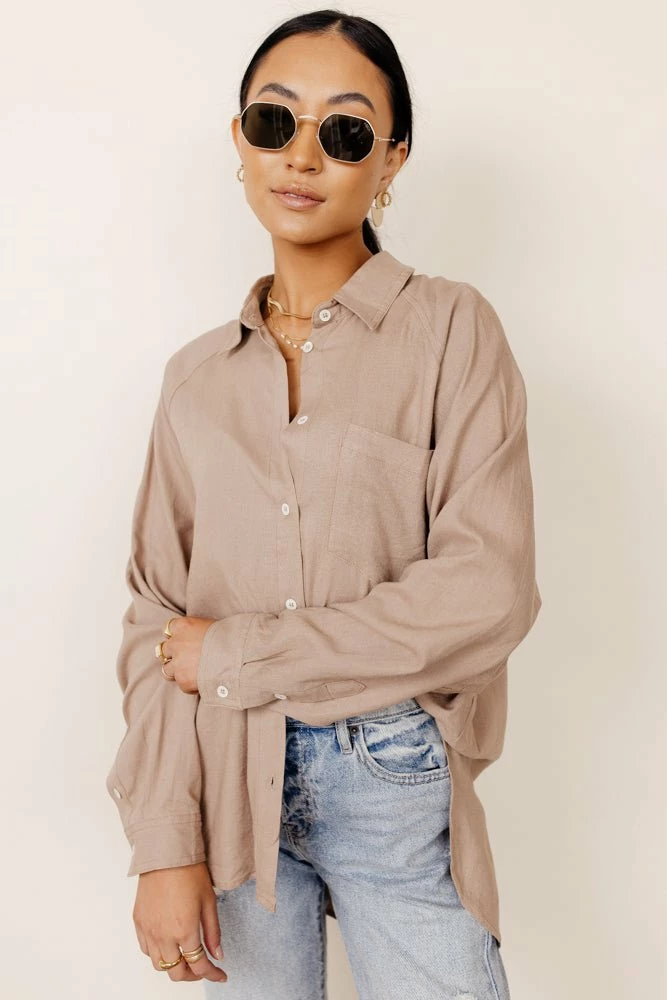 Top 10 🌟 FUN 2 FUN Maude Button Down Blouse In Taupe - FINAL SALE 🎉 6 FUN 2 FUN Maude Button Down Blouse In Taupe - FINAL SALE