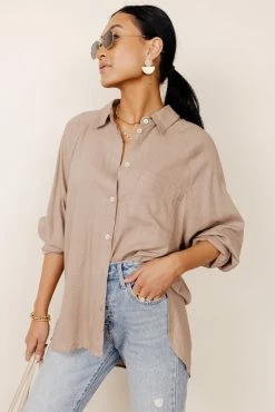 Top 10 🌟 FUN 2 FUN Maude Button Down Blouse In Taupe - FINAL SALE 🎉 12 FUN 2 FUN Maude Button Down Blouse In Taupe - FINAL SALE