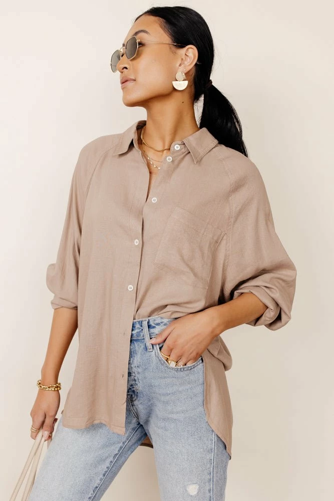 Top 10 🌟 FUN 2 FUN Maude Button Down Blouse In Taupe - FINAL SALE 🎉 3 FUN 2 FUN Maude Button Down Blouse In Taupe - FINAL SALE