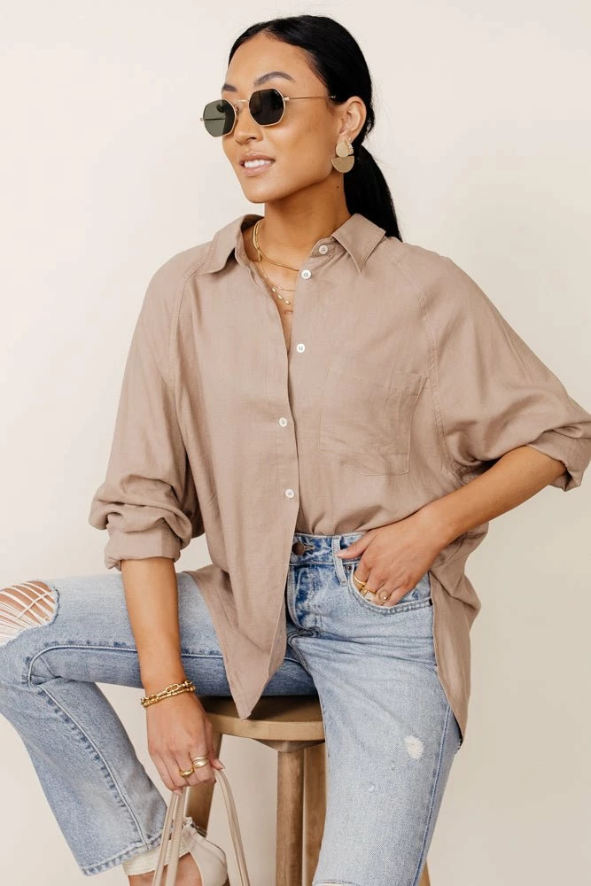 Top 10 🌟 FUN 2 FUN Maude Button Down Blouse In Taupe - FINAL SALE 🎉 2 FUN 2 FUN Maude Button Down Blouse In Taupe - FINAL SALE