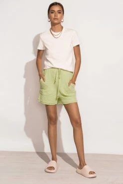 LISTICLE Elisa Crochet Shorts In Green - FINAL SALE