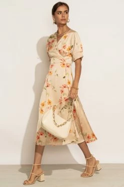 ROKOKO Sophia Floral Dress In Nude - FINAL SALE