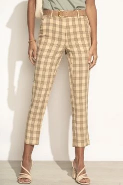 CALISTA Page Plaid Pants In Tan - FINAL SALE