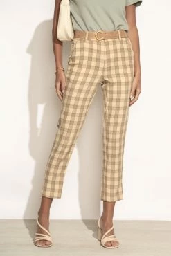 CALISTA Page Plaid Pants In Tan - FINAL SALE