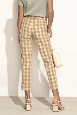 CALISTA Page Plaid Pants In Tan - FINAL SALE
