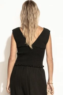 WORUI Sylvia Smocked Tank In Black - FINAL SALE Tops