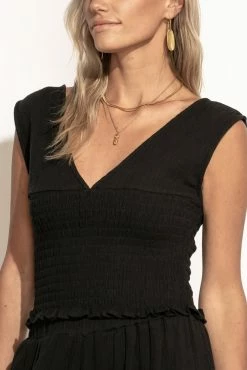 WORUI Sylvia Smocked Tank In Black - FINAL SALE Tops