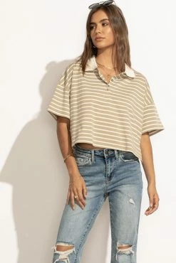 LIME N CHILI Bree Cropped Top In Tan - FINAL SALE