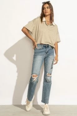 LIME N CHILI Bree Cropped Top In Tan - FINAL SALE