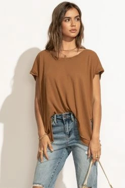 WISHLIST Annie Rolled Sleeve Tee In Mauve - FINAL SALE