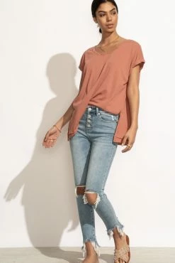 WISHLIST Annie Rolled Sleeve Tee In Mauve - FINAL SALE