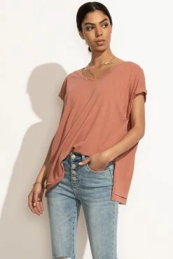 WISHLIST Annie Rolled Sleeve Tee In Mauve - FINAL SALE