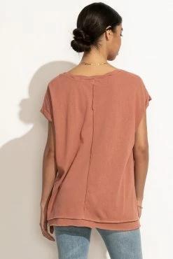 WISHLIST Annie Rolled Sleeve Tee In Mauve - FINAL SALE
