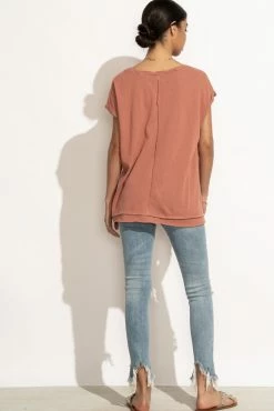 WISHLIST Annie Rolled Sleeve Tee In Mauve - FINAL SALE