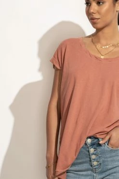 WISHLIST Annie Rolled Sleeve Tee In Mauve - FINAL SALE