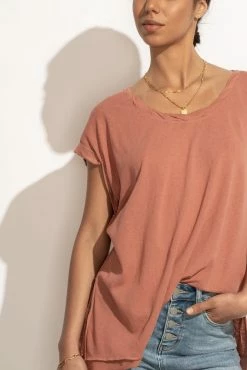 WISHLIST Annie Rolled Sleeve Tee In Mauve - FINAL SALE