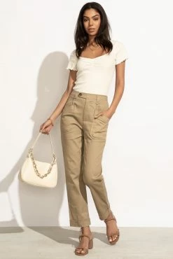 WELLMADE INC Naya Pants In Taupe - FINAL SALE