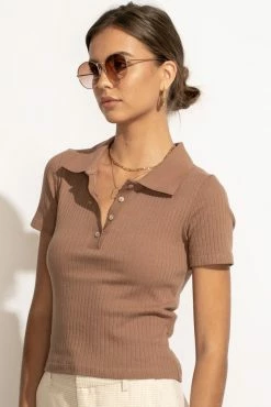 WORUI Abriana Ribbed Top In Brown - FINAL SALE