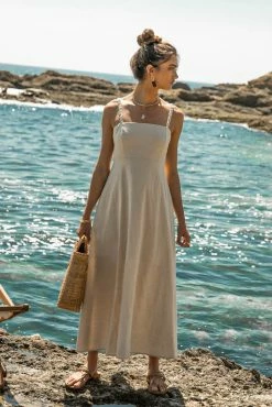 Buy 𧨠CRESCENT Margot Midi π Dress In Oatmeal - FINAL SALE β€οΈ 10 CRESCENT Margot Midi Dress In Oatmeal - FINAL SALE