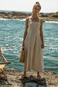 Buy 𧨠CRESCENT Margot Midi π Dress In Oatmeal - FINAL SALE β€οΈ 9 CRESCENT Margot Midi Dress In Oatmeal - FINAL SALE