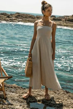 Buy 𧨠CRESCENT Margot Midi π Dress In Oatmeal - FINAL SALE β€οΈ 8 CRESCENT Margot Midi Dress In Oatmeal - FINAL SALE