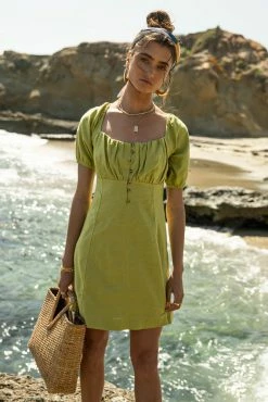 VERY J Helena Mini Dress In Green - FINAL SALE