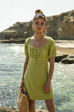 VERY J Helena Mini Dress In Green - FINAL SALE