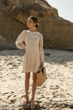 AARON & AMBER Nala Mini Dress In Natural - FINAL SALE