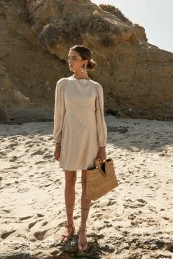 AARON & AMBER Nala Mini Dress In Natural - FINAL SALE