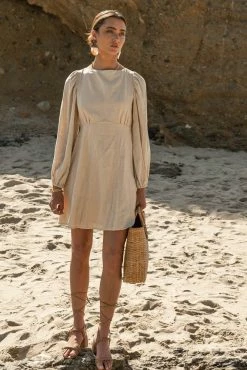AARON & AMBER Nala Mini Dress In Natural - FINAL SALE