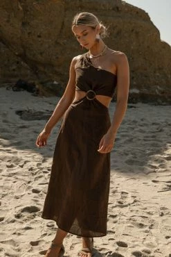 SINA Dresses Suzie Midi Dress In Brown - FINAL SALE