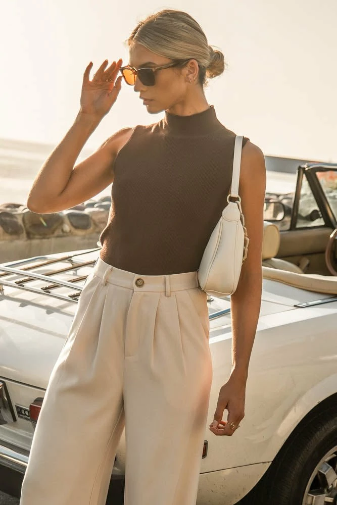 New π SINA Hana Ribbed Tank Top In Brown - FINAL SALE π 2 SINA Hana Ribbed Tank Top In Brown - FINAL SALE