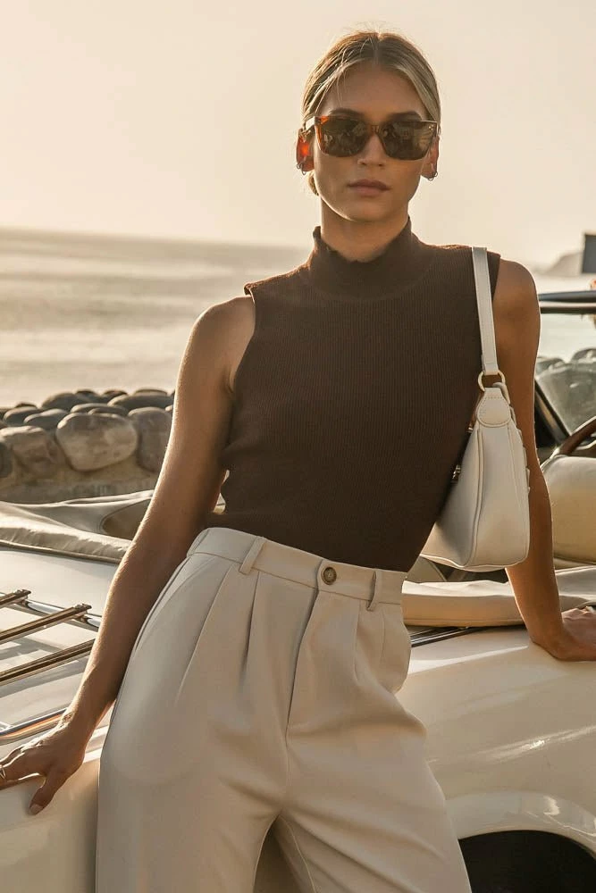 New π SINA Hana Ribbed Tank Top In Brown - FINAL SALE π 1 SINA Hana Ribbed Tank Top In Brown - FINAL SALE