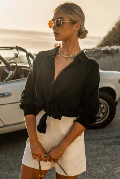 PROMESA Royce Button Up Shirt In Black - FINAL SALE