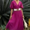 Flying Tomato Nadia Midi Dress In Magenta - FINAL SALE