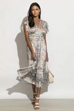 WORUI Willa Ruffle Dress In Lavender Floral Dresses