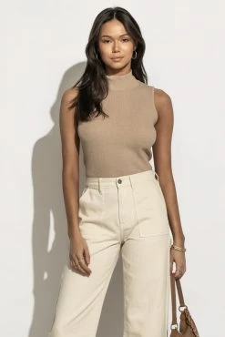 SINA Hana Ribbed Tank Top In Sand - FINAL SALE