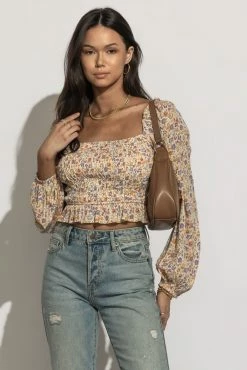 DRESS FORUM Tops Jersey Floral Blouse - FINAL SALE