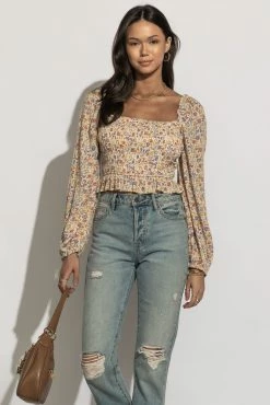 DRESS FORUM Tops Jersey Floral Blouse - FINAL SALE