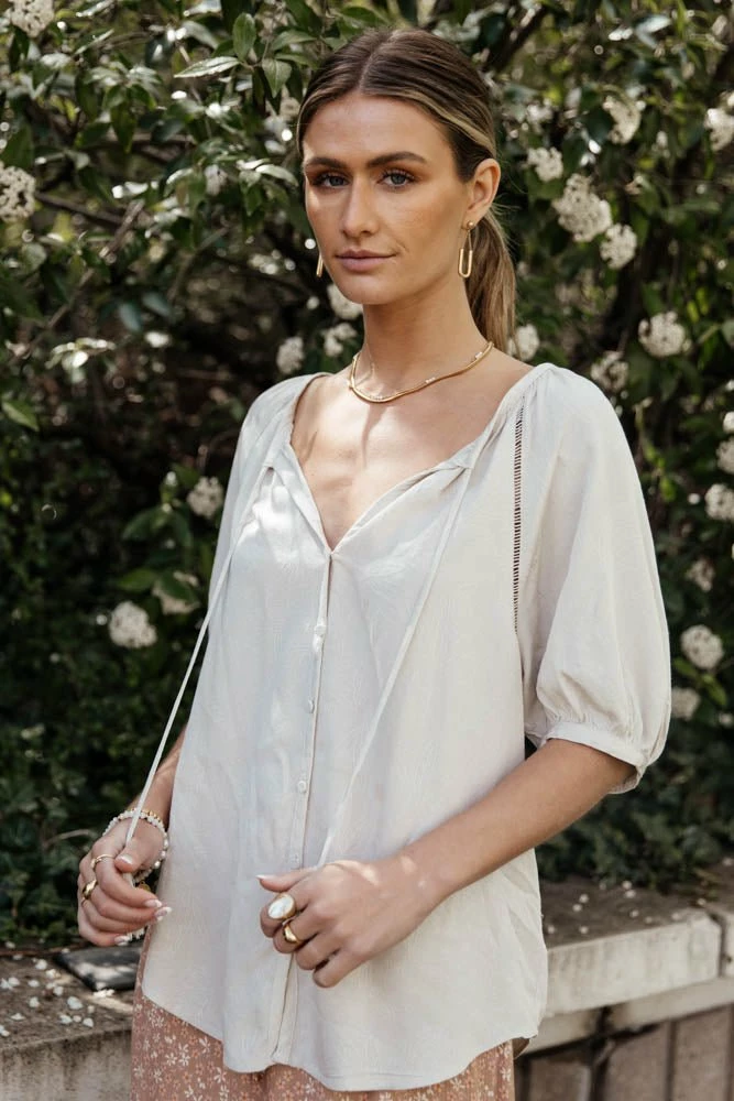 Best Sale ๐ LOVE STITCH Clothing Illustrated London Blouse In Cream - FINAL SALE โจ 3 LOVE STITCH Clothing Illustrated London Blouse In Cream - FINAL SALE