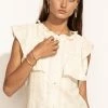 LOVE STITCH Clothing Illustrated Sue Button Down Blouse In Cream - FINAL SALE